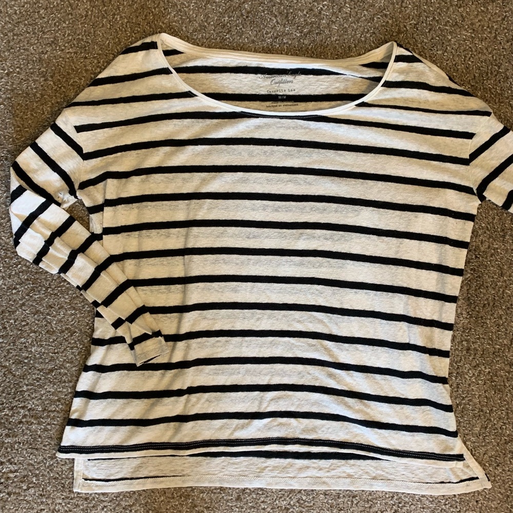American Eagle Striped Cropped Tee
